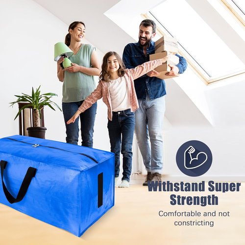 HOMESURE 12 Pack Large Moving Bags - Heavy Duty, Water-Resistant Storage Totes | Space-Saving Design (Sky Blue)