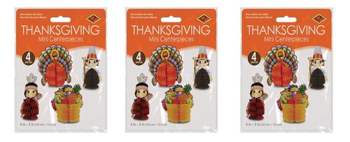 Beistle Thanksgiving Mini Centerpieces 12 Piece, 4"-5", Multicolored