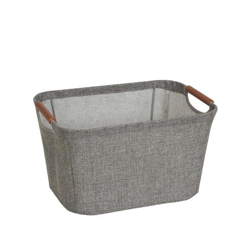 Household Essentials Small Tapered Storage Bin with Wood Handles
