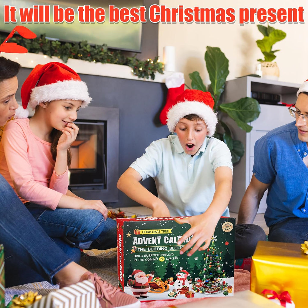 Skiennix Christmas Tree Advent Calendar - 24 Days of Surprises with LED Lights | Holiday Countdown Decor