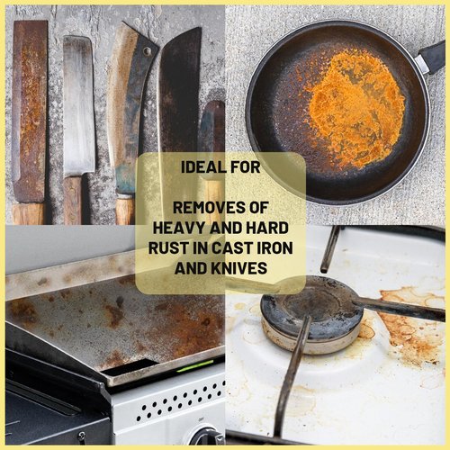 Rust Eraser, Premium Rust Remover for Cast Iron Pans, Knives & Tools, Hard Anodized Cookware and Other Pots, Remove Rust from Any Metallic Surface - 1 Pack