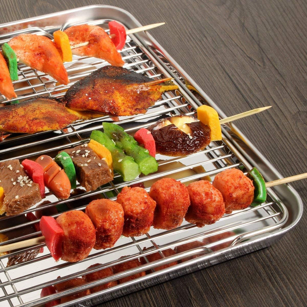 Yododo Baking Sheet Set - Stainless Steel Cookie Sheet with Cooling Racks | 4-Piece (2 Sheets + 2 Racks) - 17½ Inch