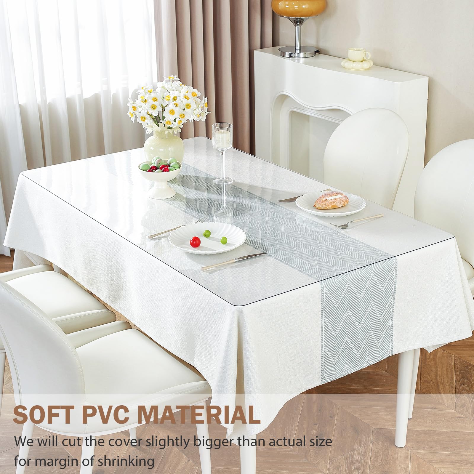 LovePads Clear Table Cover Protector 40 x 60 Inch, 1.5mm Thick Plastic Table Cover, Table Protector for Dining Room Table, Waterproof Vinyl Tablecloth Table Pad Mat for Kitchen, Dresser, Writing Desk