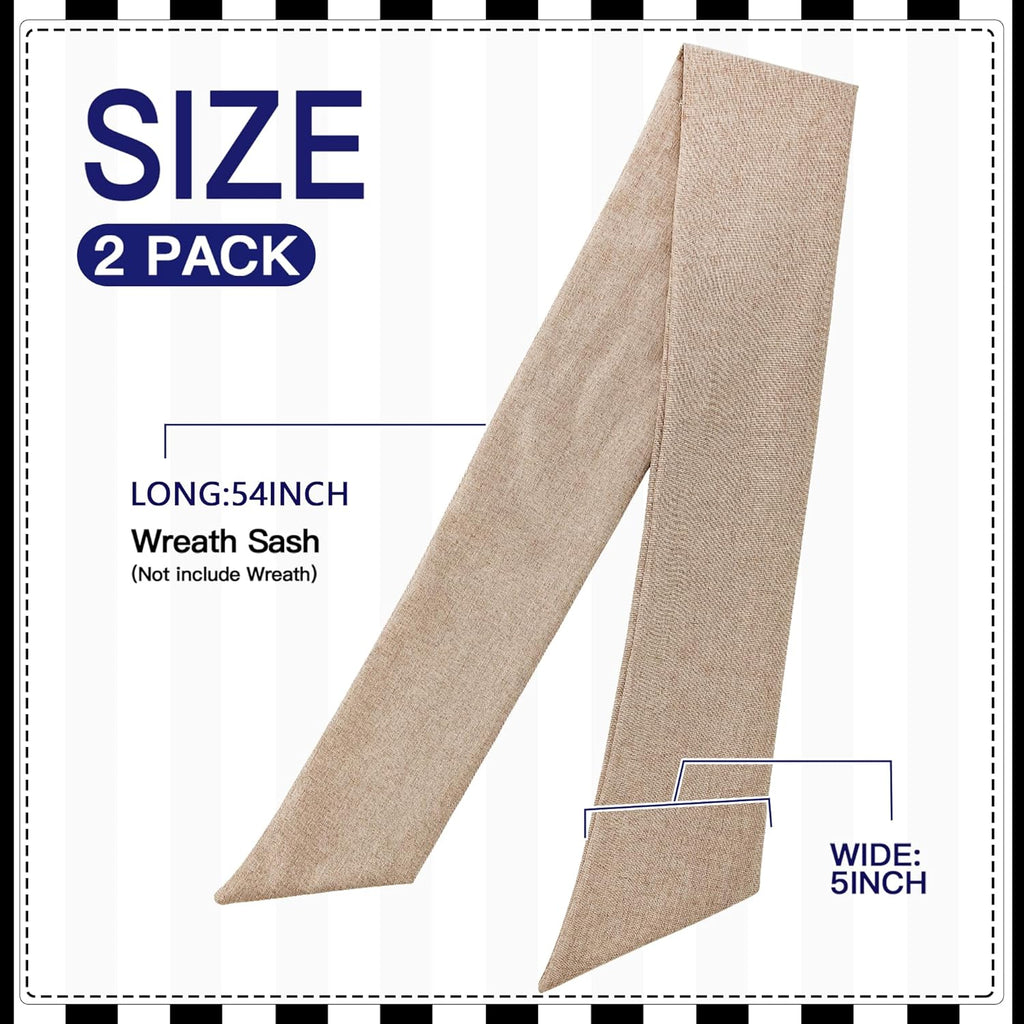 Skiennix Burlap Wreath Sash - Blank Monogram Decor for Front Door | 5'' L x 54'' W, Brown (2 Pack)