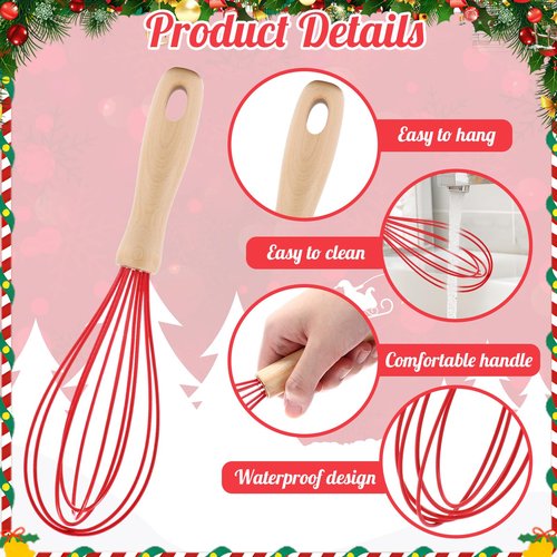 Acellegic 48 Set Christmas Whisks Gifts 10 Inch DIY Fillable Christmas Tree Ornaments Include Silicone Whisk, Greeting Card, Xmas Pine Needles, Plastic Bags, Ropes for Mom Neighbor Cooking Gift