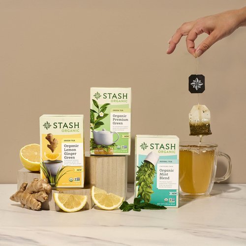 Stash Tea Organic Premium Green Tea, Caffeinated, Non-GMO Project Verified, Serve Hot or Iced, 96 Tea Bags, 16 count (6 pack)