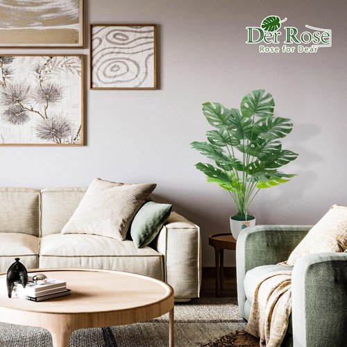 Der Rose 28" Fake Plants Large Artificial Monstera Faux Potted Plants Indoor Tall Tree for Living Room Decor