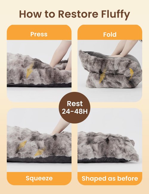 ZonLi Fluffy Body Pillow for Adults, Fuzzy Faux Fur Body Pillow with Shredded Memory Foam, Adjustable Support for Side Sleepers, Pregnancy & Bedding Decor, Valentines Day Gifts, 20 x 54 Inch, Grey