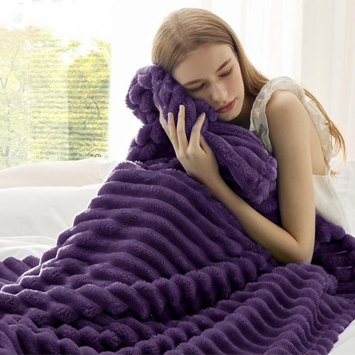 Bedsure GentleSoft Purple Fleece Blanket - Cozy 50x60 Inch Throw for Women & Girls