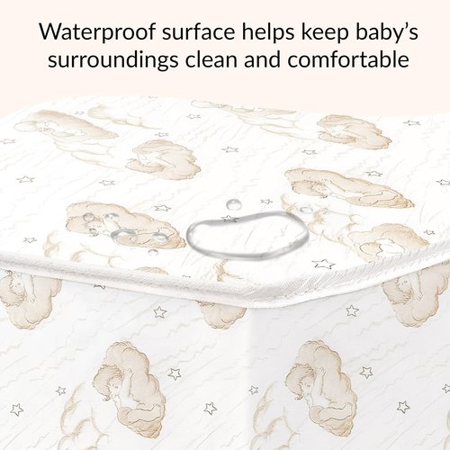 Dream On Me Sweet Dreams 88 Coil Spring Crib and Toddler Bed 6" Mattress in Blue, Green Guard Gold Certified, Beige Cloud Vinyl Cover with Baby, 17 lb