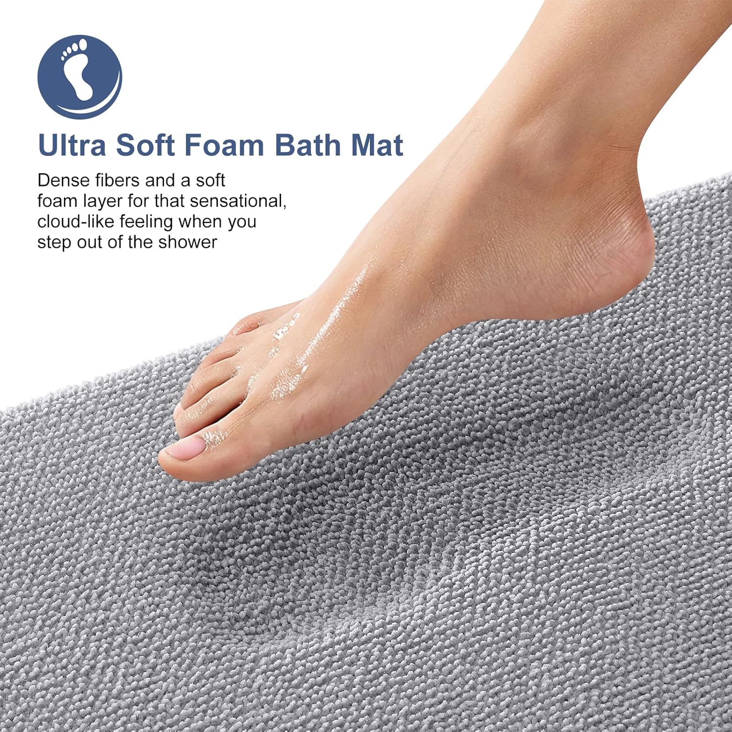 OLANLY Bath Mat Rug - Thick Memory Foam, Extra Soft & Absorbent | Non-Slip, Quick Dry, 30x20, Grey
