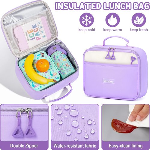 Fimibuke Backpacks for Girls, 3 PCS Waterproof School Backpack with Lunch Box & Pencil Pouch for Kids Teen Girl, Cute Bookbag School Bag for Elementary Middle High School Student Ages 6+(Green)