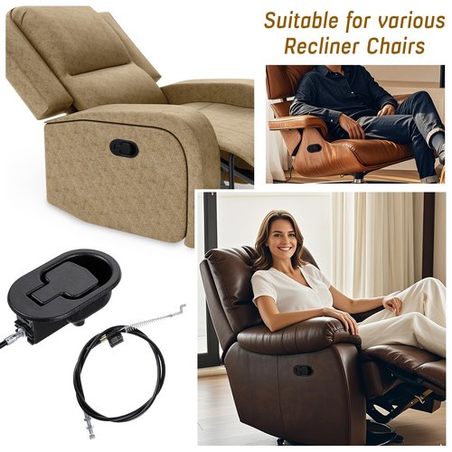 2 Set Recliner Handle Replacement Parts with Pull Cable, Durable Recliner Release Pull Handle, Repair and Replacement Accessories Fits Most Recliner Chair Sofa, ABS Material