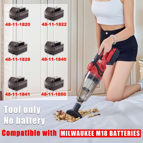 PMLYQ Cordless Vacuum Cleaner for Milwaukee M18 Battery,Wireless Handheld Power Vacuum Cleaner for Home, Boat, Workshop, Car, Pet Hair, Furniture(Tool Only No Battery)