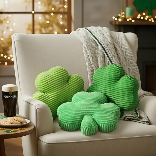 Bunny Chorus St Patricks Day Decorations: 3pcs Ultra Soft Striped Lucky Shamrock Throw Pillows, Stuffed Plush Green Pillows, St. Patrick's Day Home Office Decor for Bedroom, Living Room, Sofa, Couch