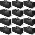 Cosy Family Heavy Duty Moving Bags - 12 Pack with Backpack Straps & Strong Zippers | X-Large Black Storage Totes