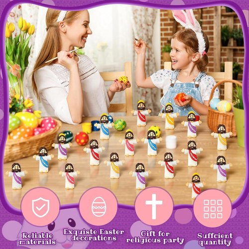 Little Jesus Figures - 100Pcs Multicolor Miniature Collectible Figurines for Easter Gifts | Jesus Loves You