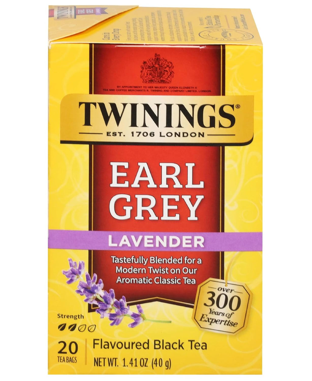 Twinings Earl Grey Lavender Black Tea - Citrus & Bergamot Flavor, 20 Individually Wrapped Teabags