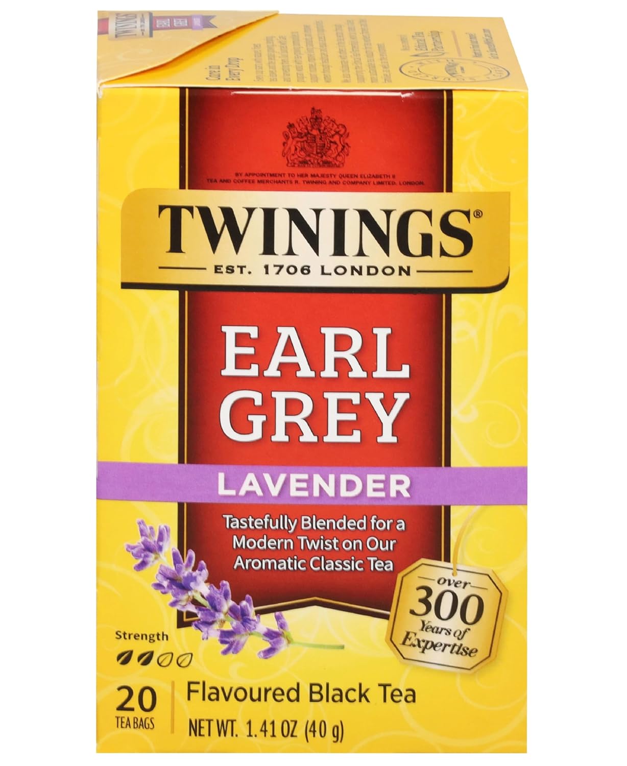 Twinings Earl Grey Lavender Black Tea - Citrus & Bergamot Flavor, 20 Individually Wrapped Teabags