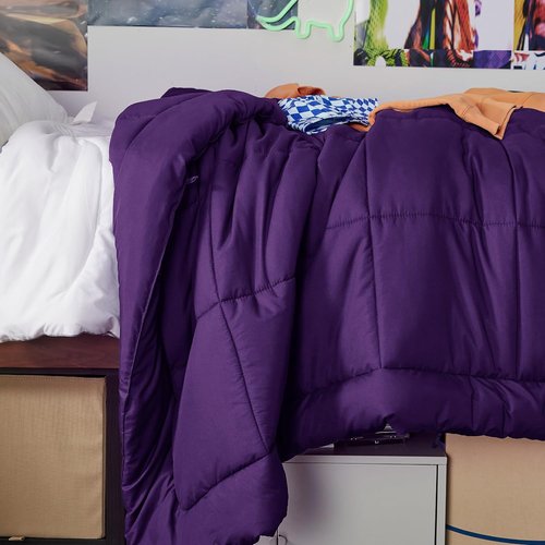 Bedsure Comforter Duvet Insert - All-Season Twin XL Quilted Down Alternative Blanket, Purple 92 x 68 Inches