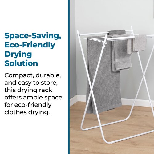 Honey-Can-Do Easy-Fold Collapsible Clothes Drying Rack – Sturdy Metal Laundry Rack, Holds 40 lbs., Space-Saving Clothes Rack, Towel Rack, Foldable Laundry Drying Rack for Indoor/Outdoor Use – White