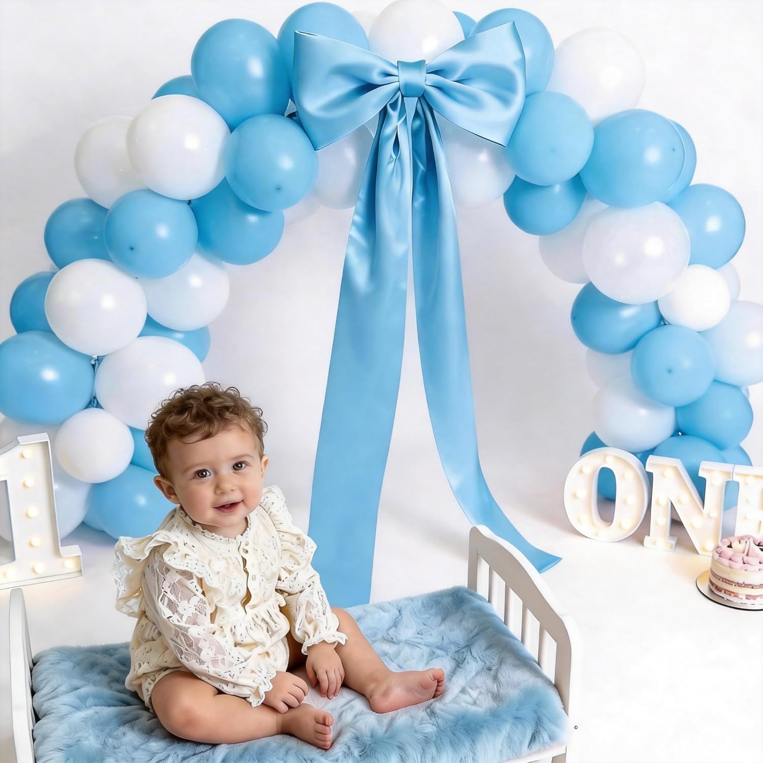 Skiennix Extra Long Satin Blue Bow - Elegant Wall Decor for Coquette Room | 70x20 Inch for Special Occasions