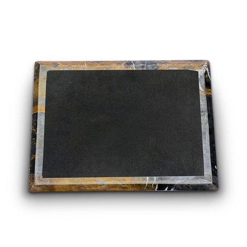 TheWolfard Black Multi Marble cutting board Best cheese - Pastry board and dough rolling Tray for Kitchen & Housewarming Gifts with Handmade Edges & Non-Slip Scratch Proof Pad 12x16