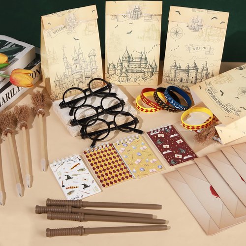 Vanblue 84Pcs Wizard Party Favors Birthday Decorations,Wand Pencils,Wizard Glasses Spiral Notebooks Goodie Bag Stuffers,Classroom Rewards for Kids Student Magic Birthday Gift School Party Supplies