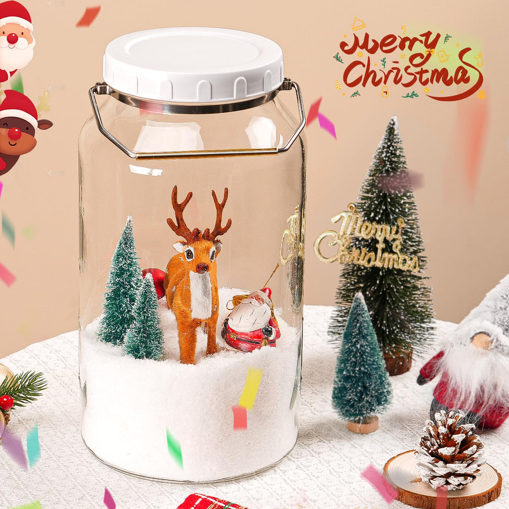 Qianfenie 2 Gallon Glass Jar with Airtight Lid, Wide Mouth Mason Jar with Lids(7600ML), Set of 1, 2 Gallon Large Glass Jar with Lid and Stainless Steel Handle