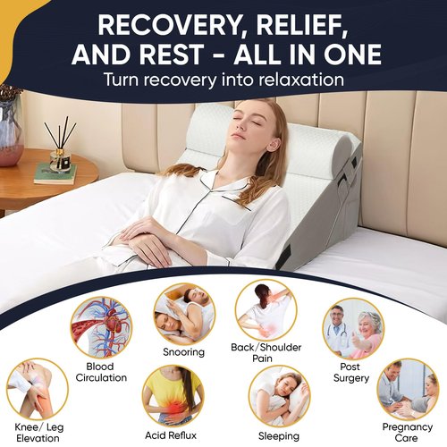 10-in-1 Adjustable Design 3PCS Wedge Pillow for Sleep Apnea, Wedge Pillow for Acid Reflux Relief, Orthopedic Headboard Bed Wedge Pillow for Sleeping, Neck & Back Support for Snoring and Reading