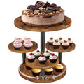Cupcake Stand, Rotatable Cupcake Stand, Rustic Industrial Wood Cake Stand Cupcake Tower, Dessert Table Display Set Tiered Tray Stand, Round Serving Tray Cake Stands for Party Wedding Birthday