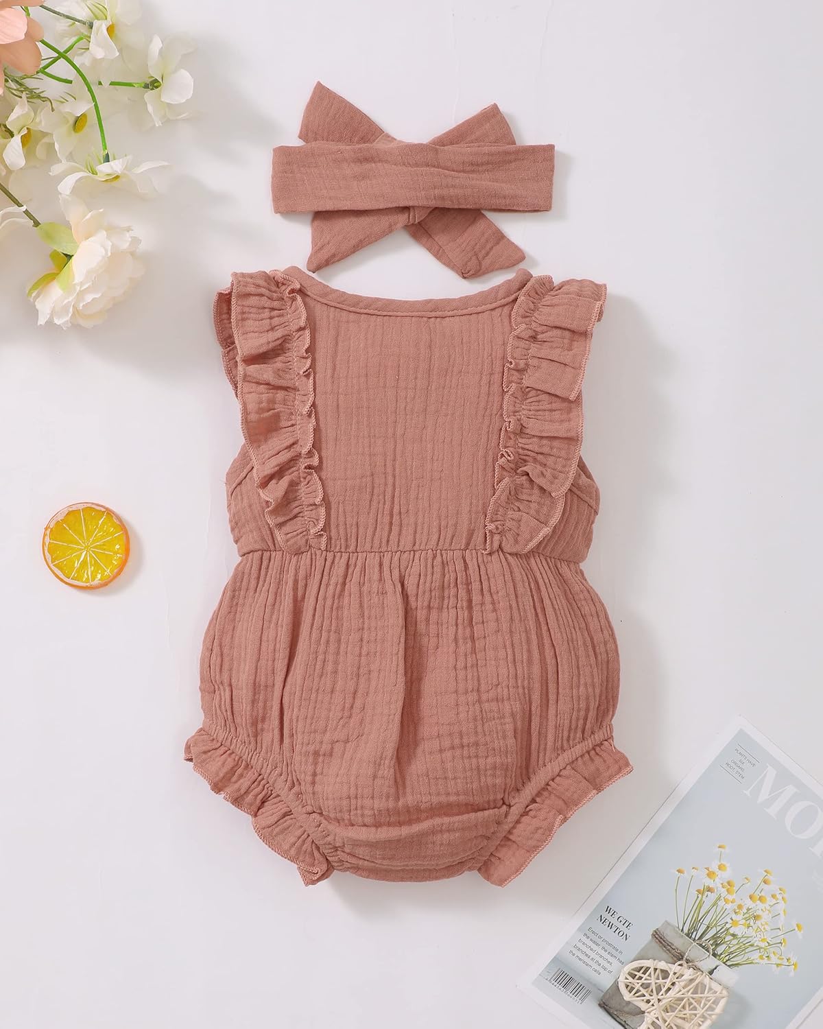 Renotemy Newborn Baby Girl Romper - Summer Short Sleeve Jumpsuit | Cute & Comfortable Outfit
