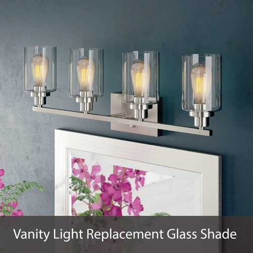 Aspen Creative 23648-60-2 Clear Glass Shade, 1-5/8" Fitter Size, 4-5/8" Diameter x 5-3/4" Height, 2 Pack