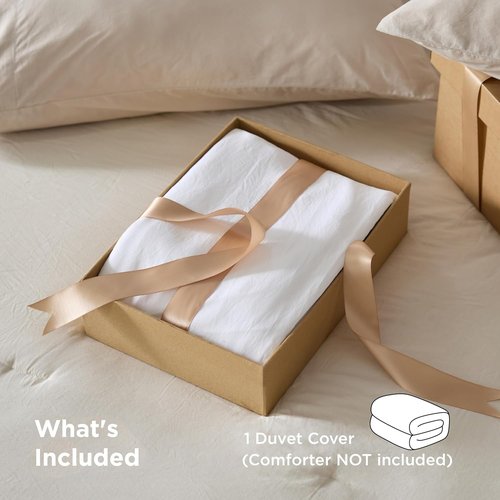 Bedsure California King Duvet Cover - Soft Prewashed Cotton-Like Polyester, 104x98 Inches, White