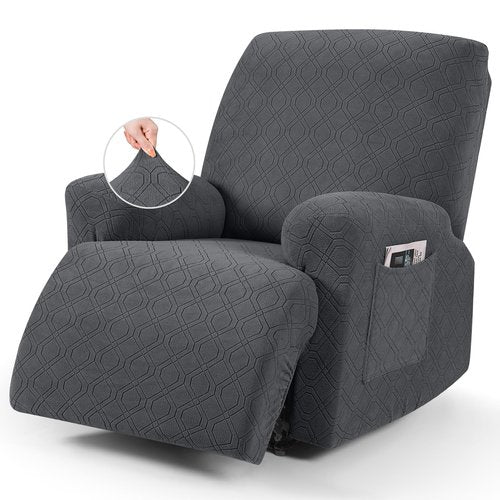 VANSOFY Recliner Chair Covers, 3-Pieces Stretch Recliner Covers for Recliner Chair Soft Reclining Chair Slipcover Furniture Protector for Dogs Cats(Charcoal Gray)