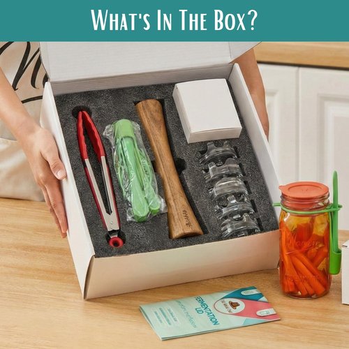 Advanced Fermentation Kit - Pickle Kit, Sauerkraut Making Kit Kimchi Container - Fermentation Airlock Lids for Wide Mouth Mason Jars by The Amish Chef