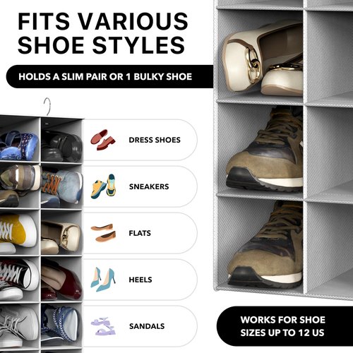 Simple Houseware 20 Section Shelves Hanging Shoes Organizer Holder for Closet, Gray