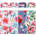 Moukeren 4 Sets Newborn Receiving Blanket Headband Set Baby Flower Swaddle Infant Sleepsack Nursery Blankets for Warm Shower Gifts, 4 Design