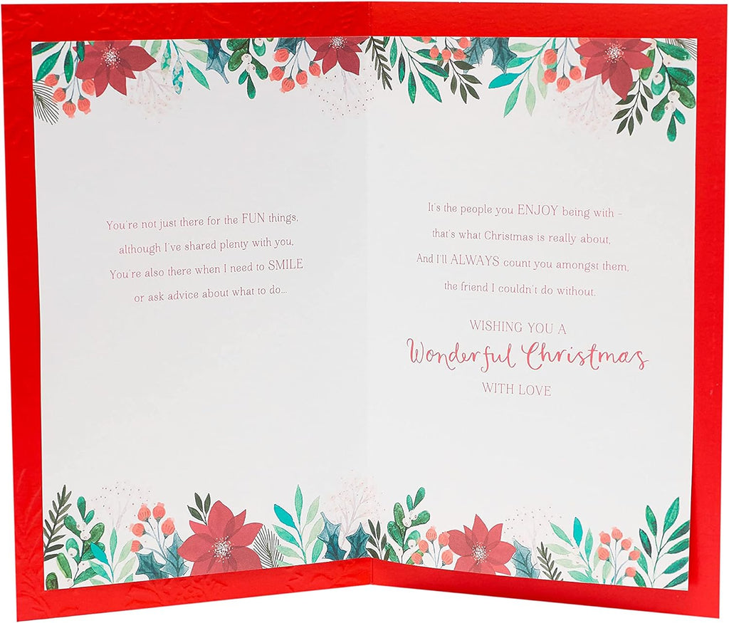 UK Greetings Friendship Christmas Card - Heartfelt Holiday Wishes - Multi-Color Design