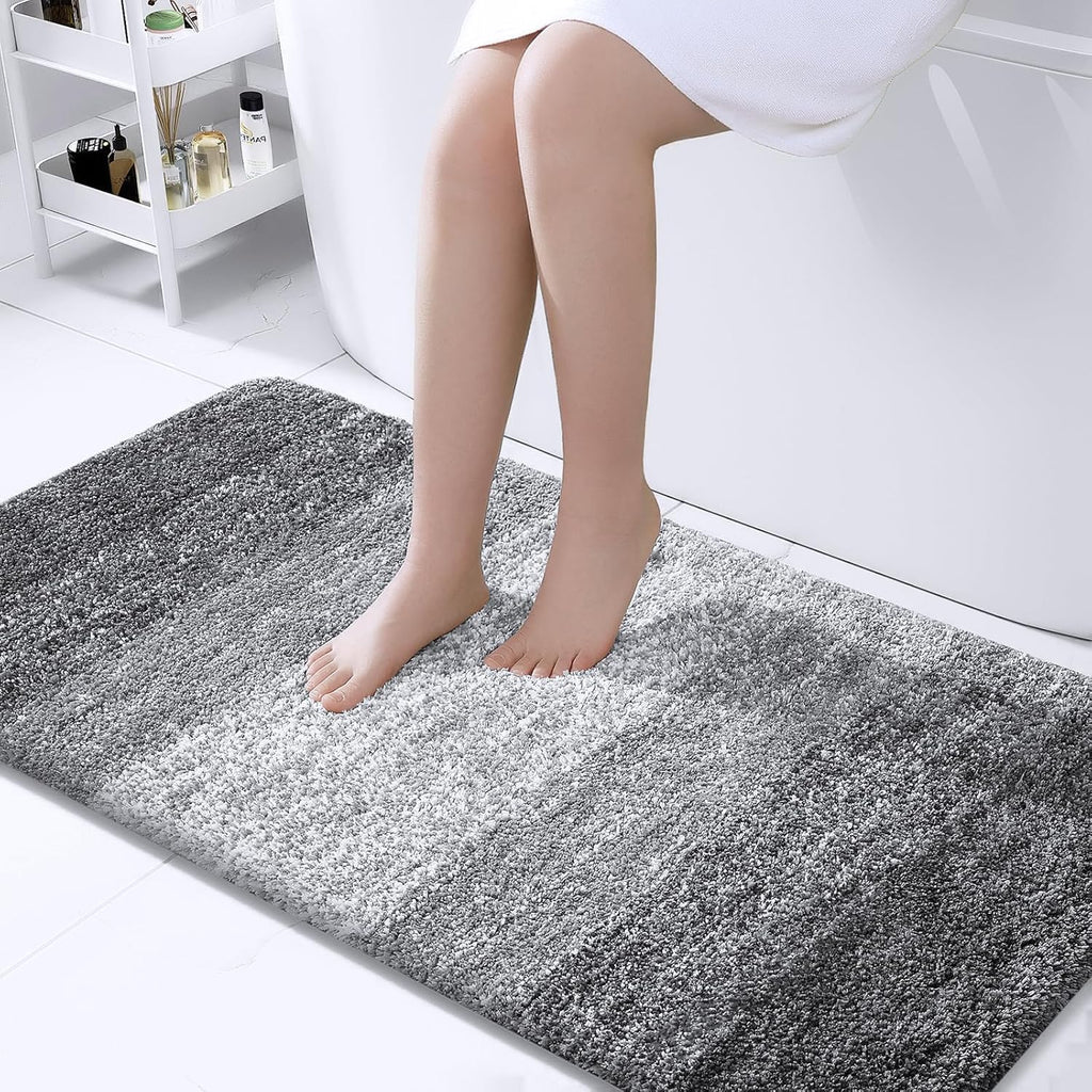 OLANLY Bathroom Rug Mat - Extra Soft Microfiber Non-Slip Bath Carpet Runner | 47x24 Inches, Grey