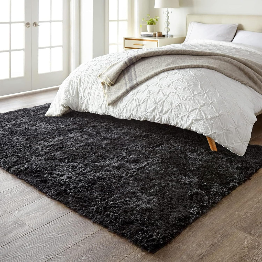 Ophanie Black Area Rug - Fluffy Shaggy Soft Carpet for Living Room | 5x8 Size, Perfect for Kids' Decor