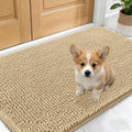 OLANLY Dog Door Mat - Absorbent Non-Slip Washable Chenille Mat for Muddy Paws | 30x17 Inches, Beige