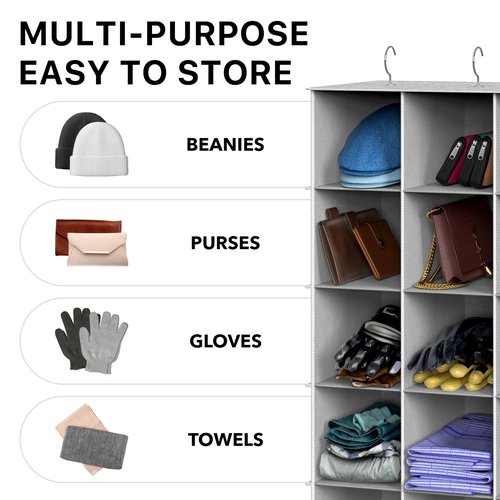 Simple Houseware 24 Section Shelves Hanging Shoes Organizer Holder for Closet, Gray