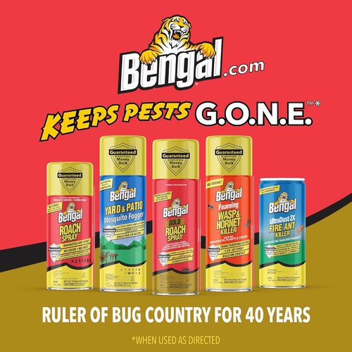Bengal Gold Roach Spray - Odorless & Stain-Free Bug Control - Prevents Reinfestation for 6 Months - 11 oz