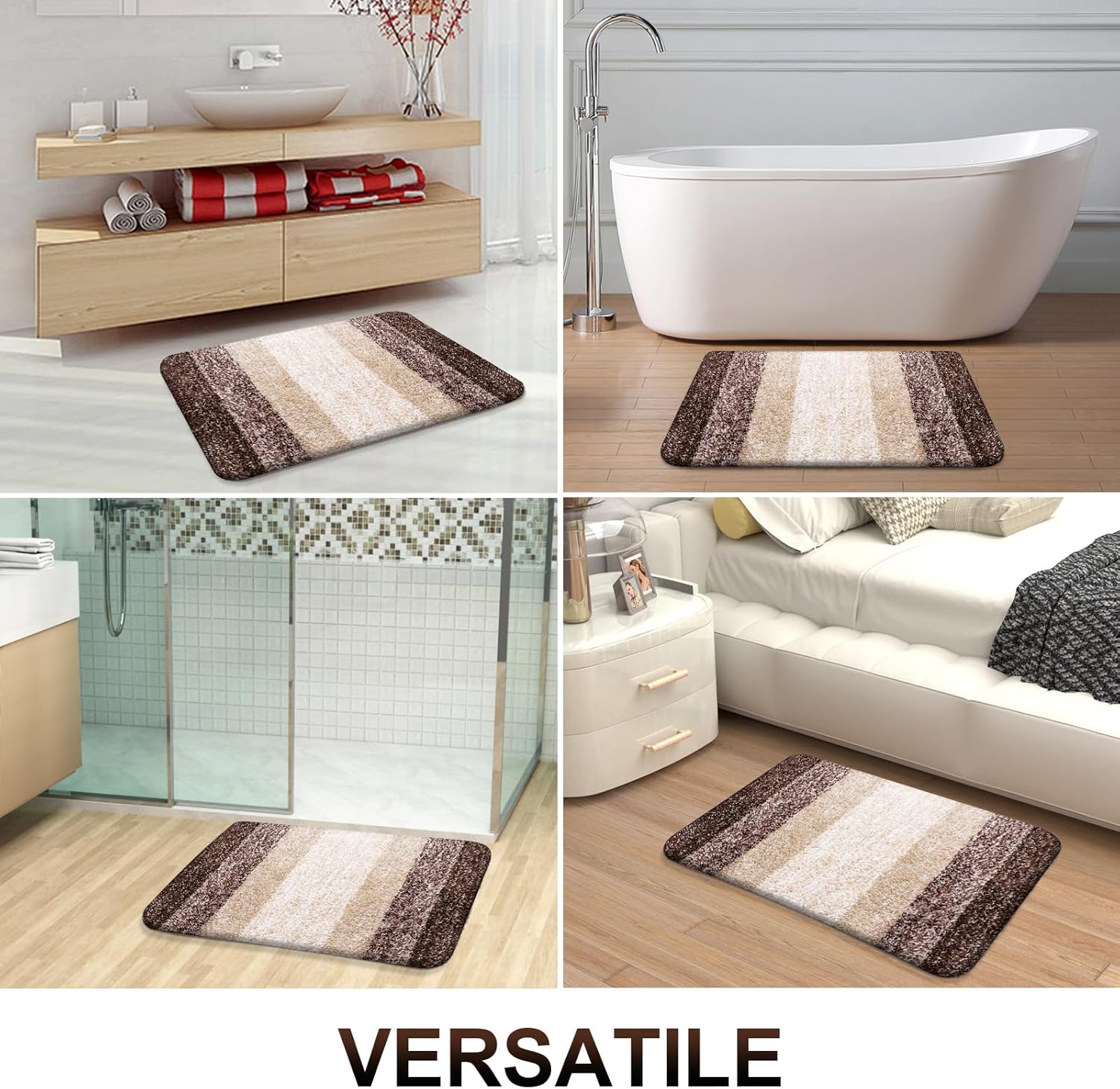 OLANLY Bathroom Runner Rug - Extra Soft Microfiber, Quick Dry, Machine Washable - 70x24, Brown