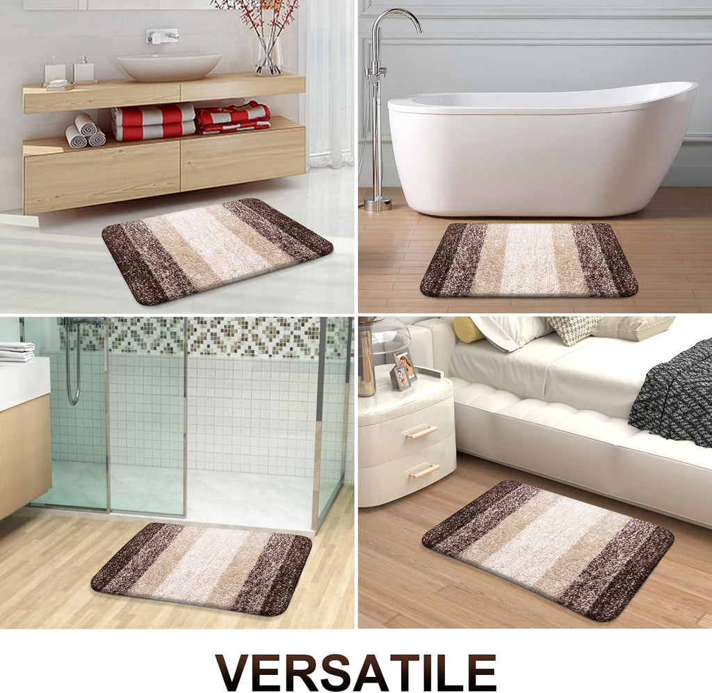 OLANLY Bathroom Rug Mat - Extra Soft, Absorbent Microfiber | Non-Slip Plush Shaggy Design, 30x20, Brown