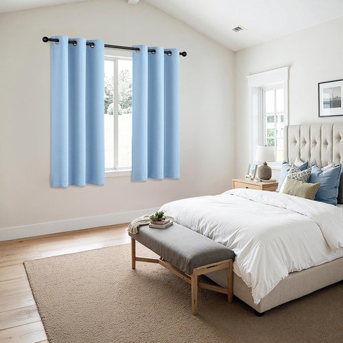 MIULEE Sky Blue Blackout Curtains - Thermal Insulated Room Darkening Drapes | 54 Inches Long, 2 Panels