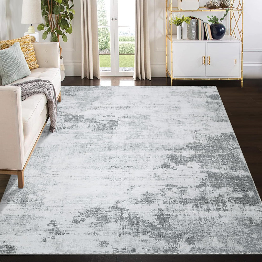 GarveeHome9x12 Area Rugs Washable Rug, Modern Abstract Living Room Rug Soft Anti-Skid Thin Carpet Indoor Floor Non-Shedding Carpets for Bedroom Dining Room Farmhouse Nursery Home