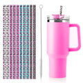 Replacement Straw for Stanley Cup 40 oz 30 oz, 12 Inch Reusable Extra Long Plastic Straws, 10 Pack with Cleaning Brush, Compatible with Stanley Cup Accessories – Leopard