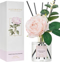 Cocorrína Flower Reed Diffuser - White Peach & Oolong 6.7oz Scented Home Fragrance with Sticks | Elegant Bathroom Decor